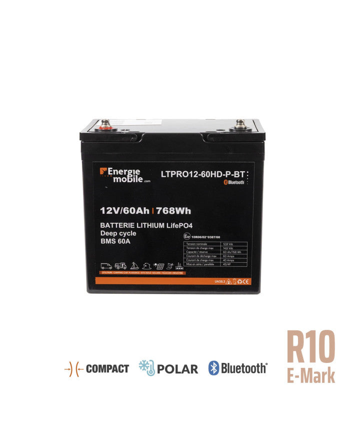 Batterie Lithium Énergie Mobile LTPRO HD P BT – 12,8 V (60 Ah à 400 Ah)