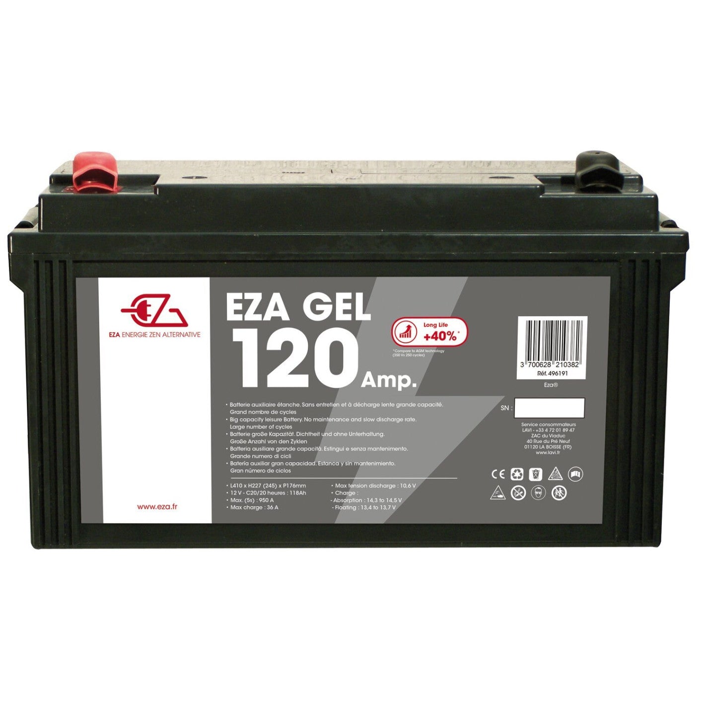 Batterie GEL EZA – 12 V (100 Ah / 100 Ah Compacte / 120 Ah)