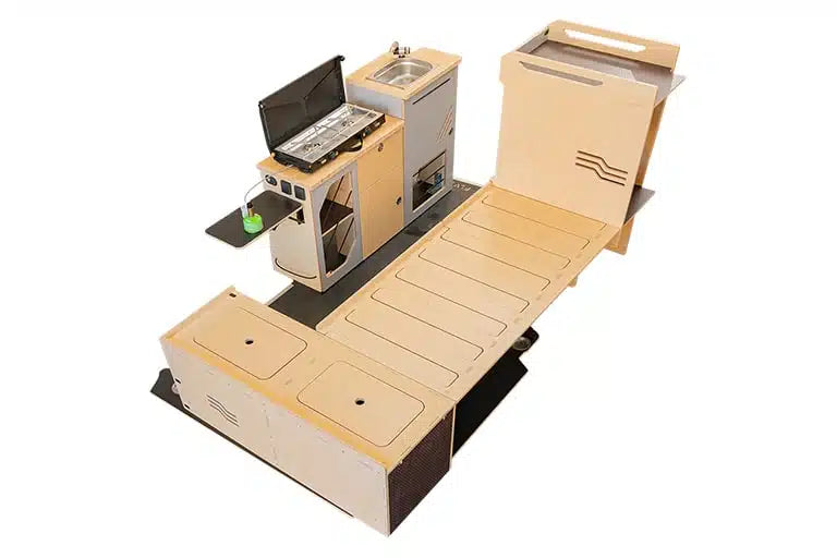 Kit Honey FLV Van | Aménagement Van Complet (Lit L, Cuisine, Penderie Frigo)