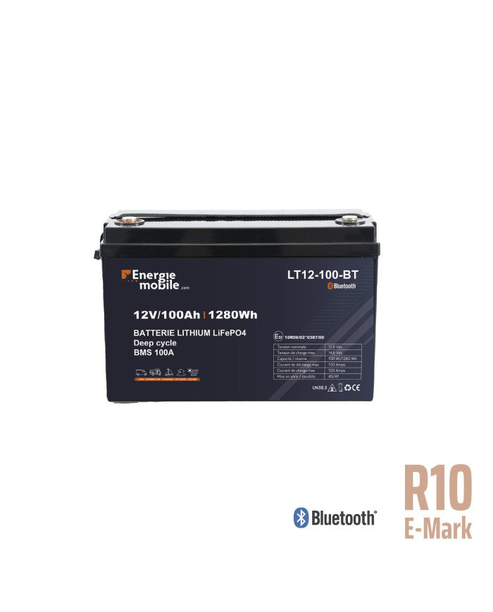 Batterie Lithium Énergie Mobile LT12-100-BT – 12,8 V / 100 Ah